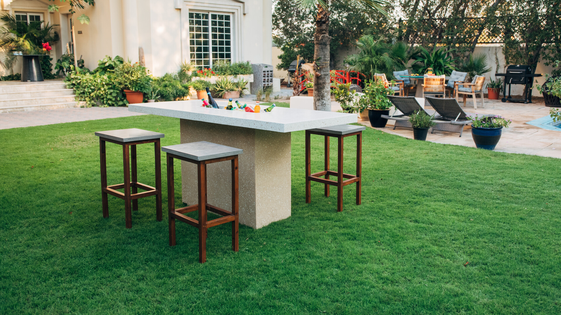 Outdoor Terrazzo Table with Cooling Pocket Outdoor Terrazzo Table with Cooling Pocket